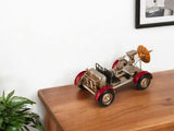 5" Red And Silver Metal Hand Painted Model Car Tabletop Sculpture