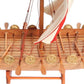 20" Wood Brown Solid Wood Hand Painted Model Boat Tabletop Sculpture