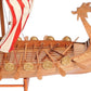 20" Wood Brown Solid Wood Hand Painted Model Boat Tabletop Sculpture
