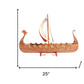 20" Wood Brown Solid Wood Hand Painted Model Boat Tabletop Sculpture