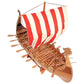 20" Wood Brown Solid Wood Hand Painted Model Boat Tabletop Sculpture