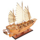 25" Wood Brown Solid Wood Hand Painted Model Boat Tabletop Sculpture