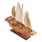 25" Wood Brown Solid Wood Hand Painted Model Boat Tabletop Sculpture