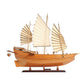 25" Wood Brown Solid Wood Hand Painted Model Boat Tabletop Sculpture