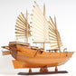 25" Wood Brown Solid Wood Hand Painted Model Boat Tabletop Sculpture
