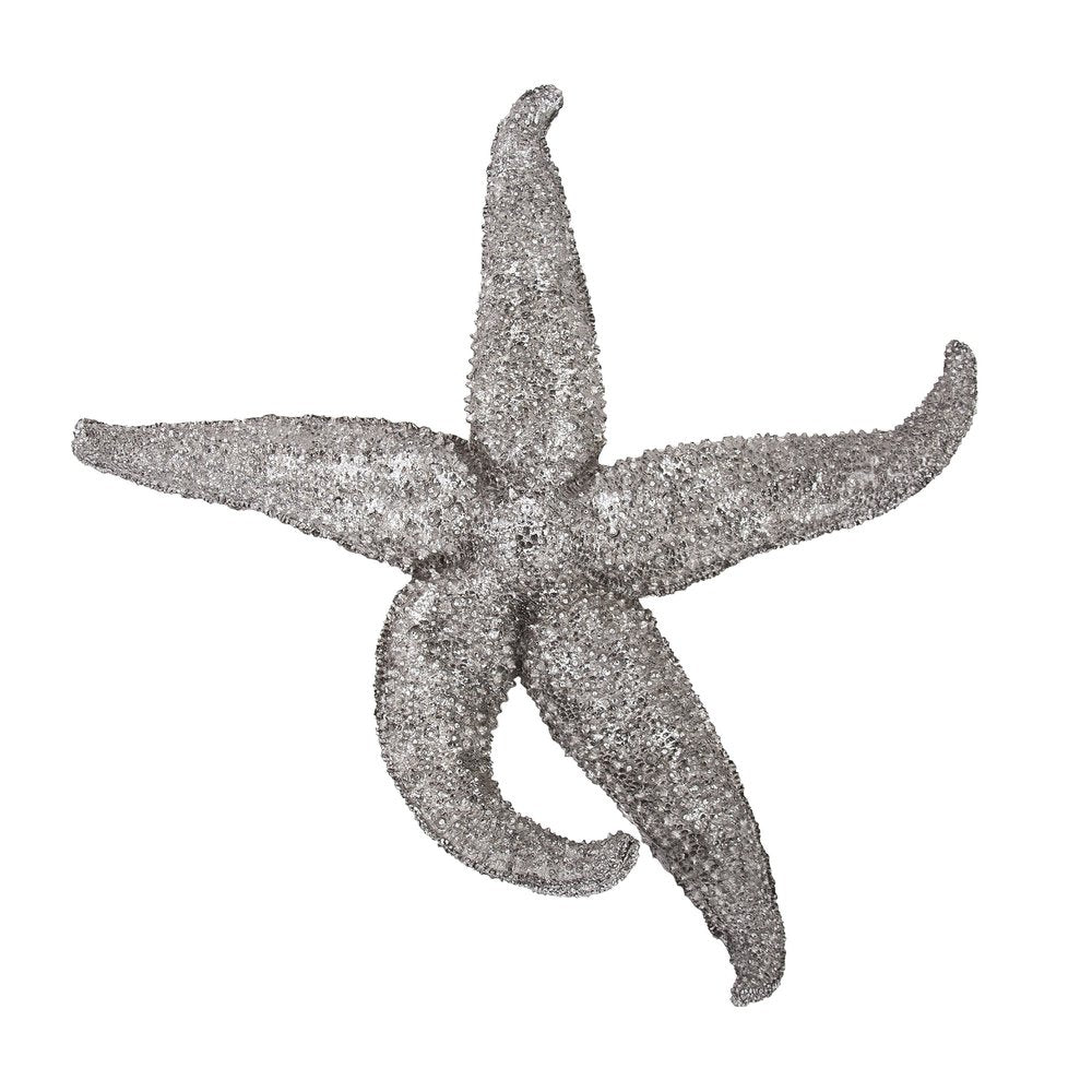 15" Antiqued Silver Resin Starfish Hanging Dimensional Sculpture