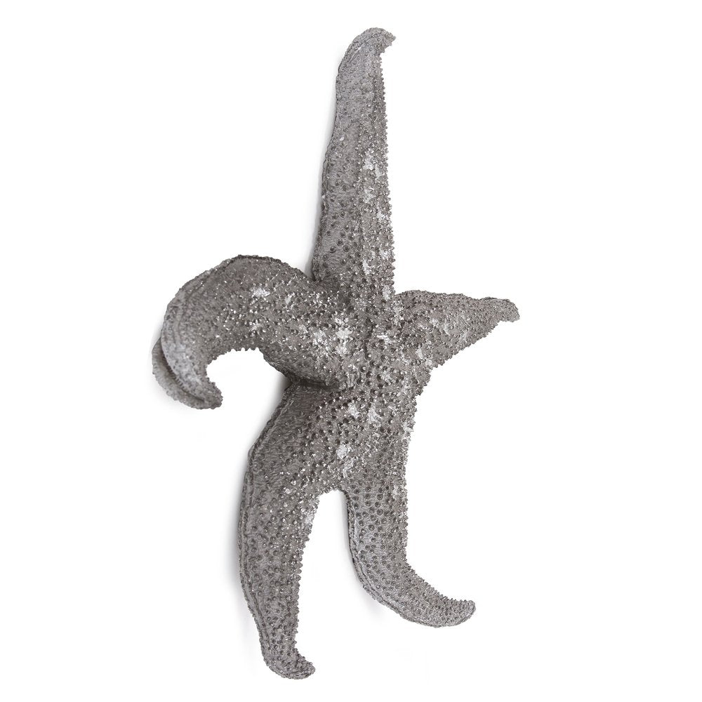 19" Antiqued Silver Resin Starfish Hanging Dimensional Sculpture