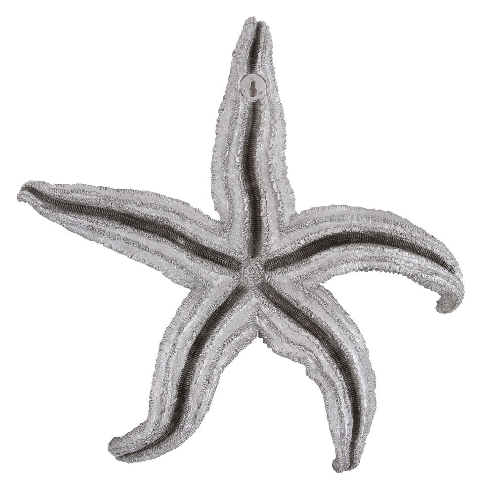 19" Antiqued Silver Resin Starfish Hanging Dimensional Sculpture