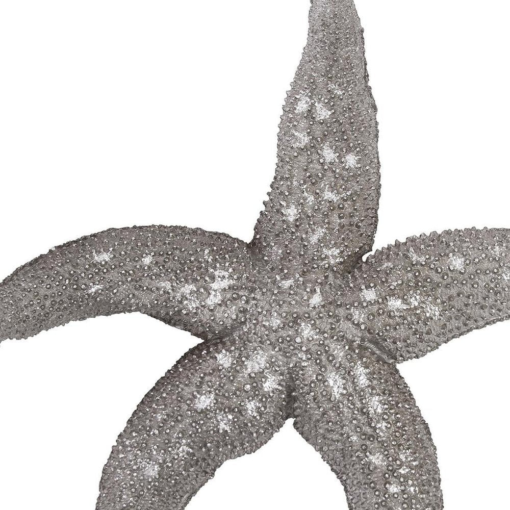 19" Antiqued Silver Resin Starfish Hanging Dimensional Sculpture