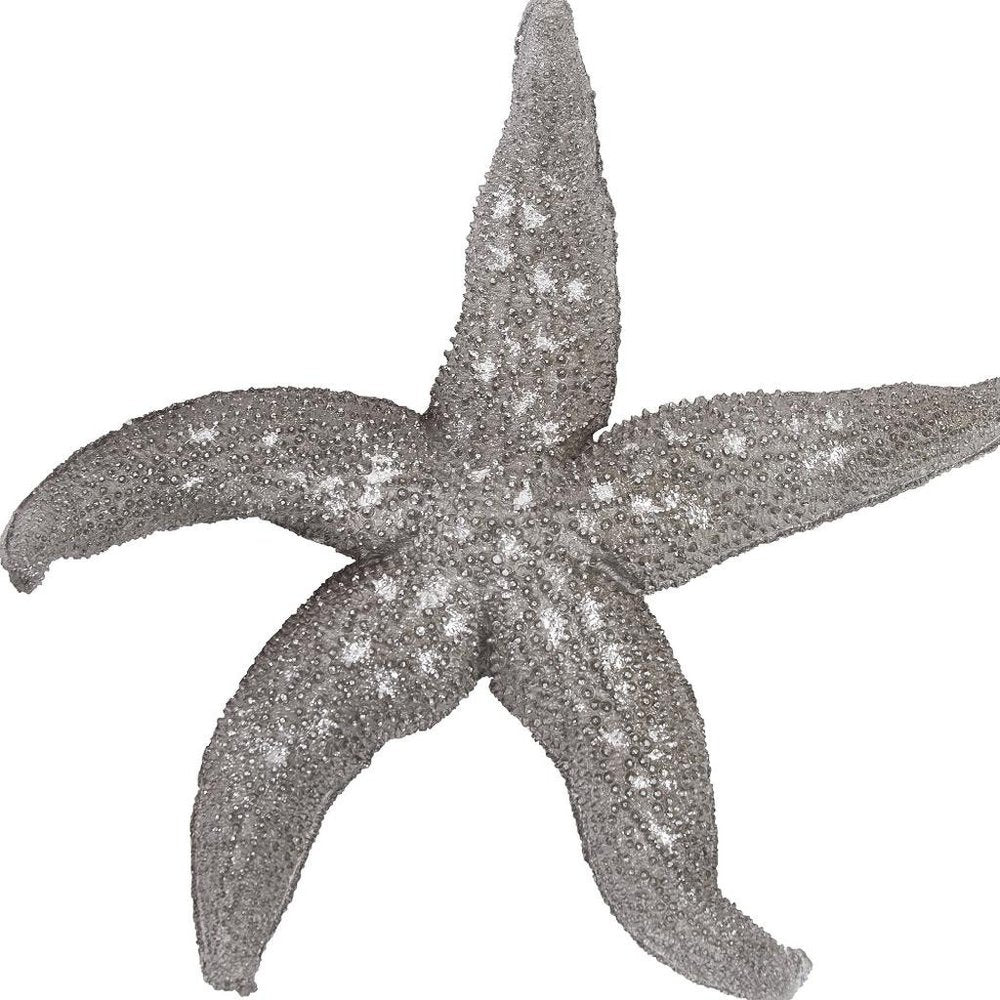 19" Antiqued Silver Resin Starfish Hanging Dimensional Sculpture
