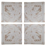 Set of Four White Wood Square Framed Art