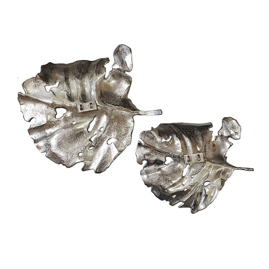 Set of Two Gray Aluminum Novelty Hanging Dimensional Sculpture