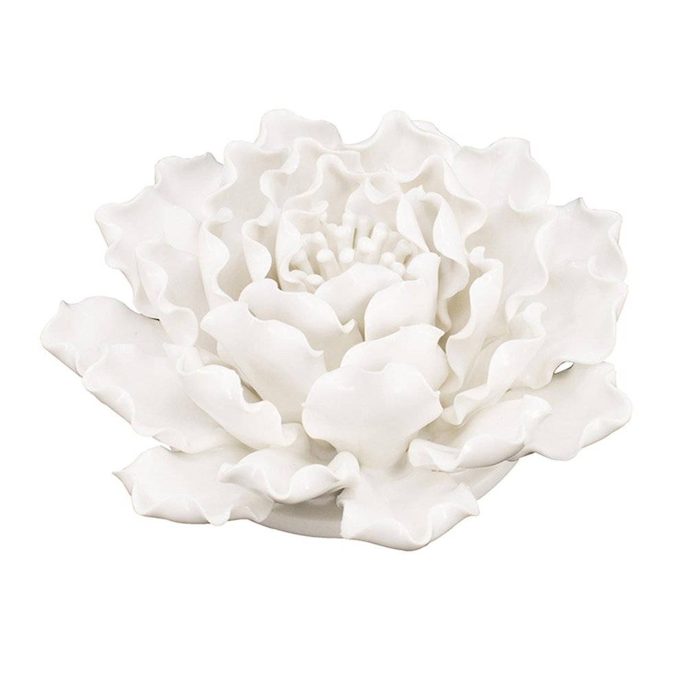 6" Off White Ceramic Flower Hanging Dimensional Sculpture