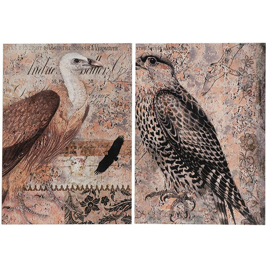 Set of Two Brown Wood Framed Art