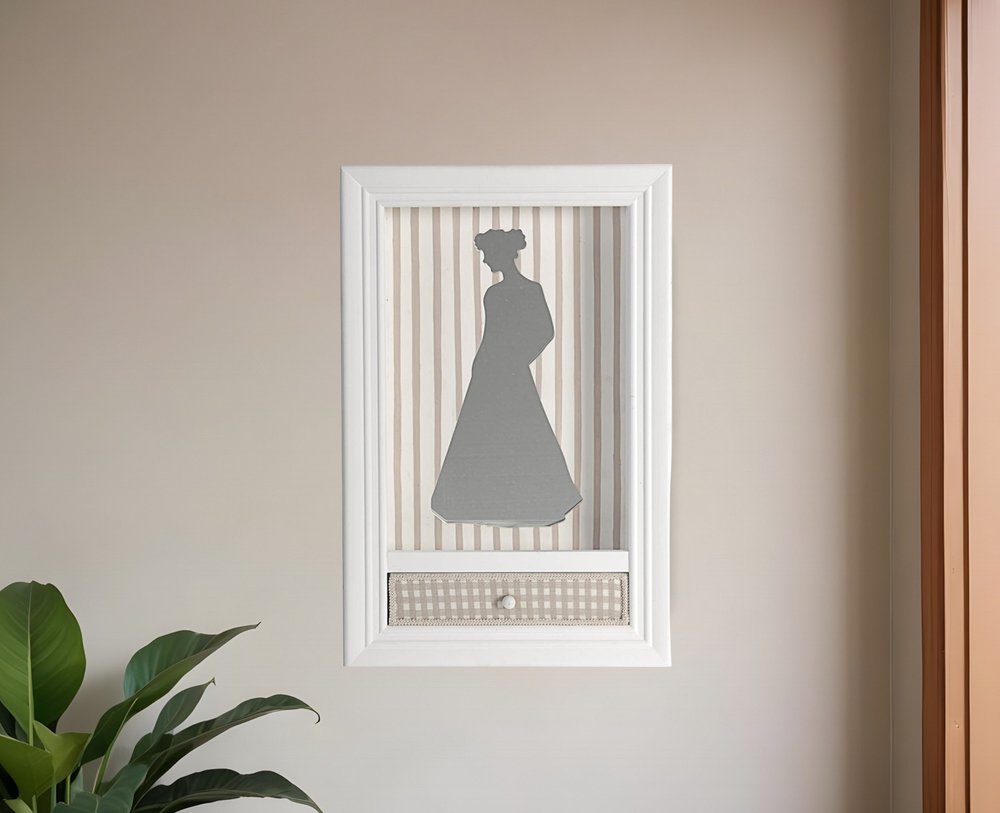 19" X 12" White Glass And Wood Mother Framed Art