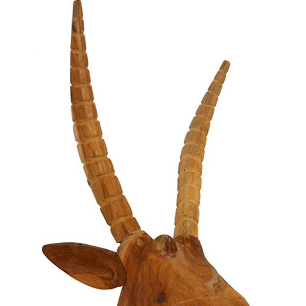28" Brown Solid Wood Elk Head Hanging Dimensional Sculpture