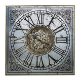 32" Gold And Silver Metal Analog Distressed Square Wall Clock