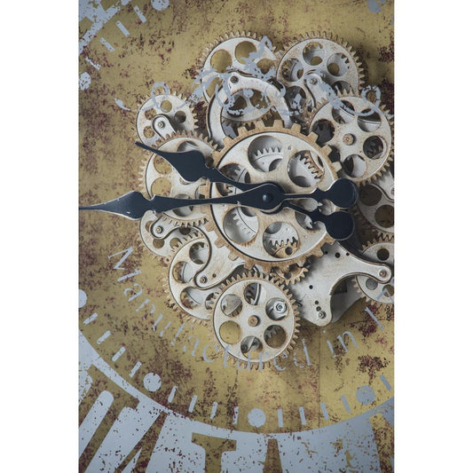 32" Gold And Silver Metal Analog Distressed Square Wall Clock