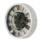 20" White And Black Iron Analog Distressed Round Wall Clock