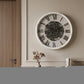 20" White And Black Iron Analog Distressed Round Wall Clock