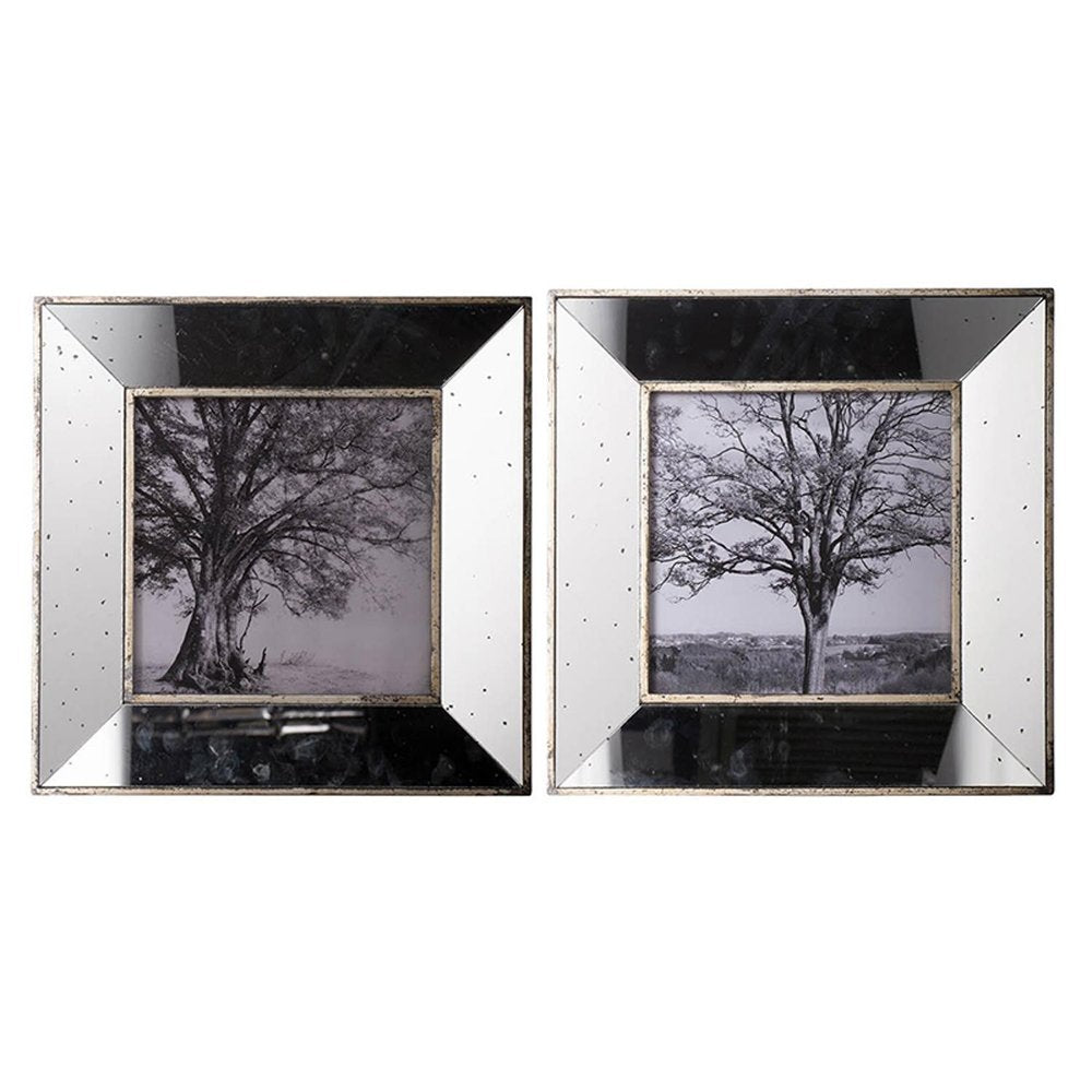 Set of Two Gray Square Framed Art