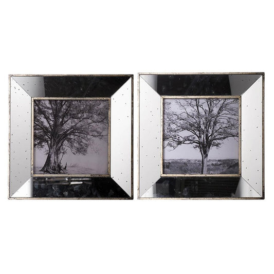 Set of Two Gray Square Framed Art