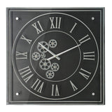 24" Black and Silver Vintage Style Gears Square Wall Clock