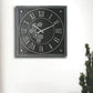 24" Black and Silver Vintage Style Gears Square Wall Clock