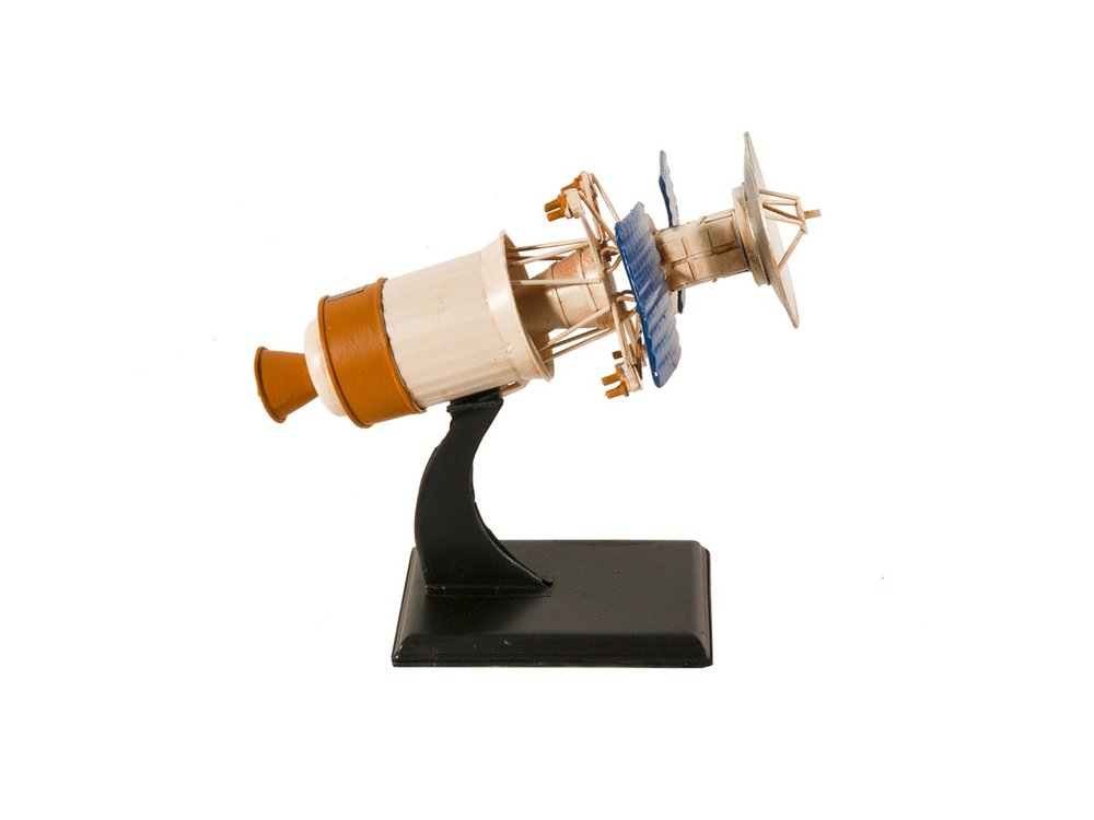 8" Blue And Yellow Metal Hand Painted Model Airplane Tabletop Sculpture