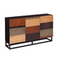 52" Brown Gray And Black Patch Three Door Sideboard Cabinet