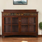 44" Brown Wood With Glass Sideboard with Two Doors