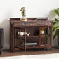 44" Brown Wood With Glass Sideboard with Two Doors