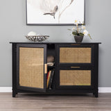 50" Black Solid Wood Two Drawer Sideboard