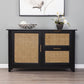 50" Black Solid Wood Two Drawer Sideboard