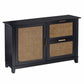 50" Black Solid Wood Two Drawer Sideboard