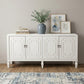 64" White Solid Wood Sideboard with Four Doors