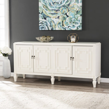 64" White Solid Wood Sideboard with Four Doors