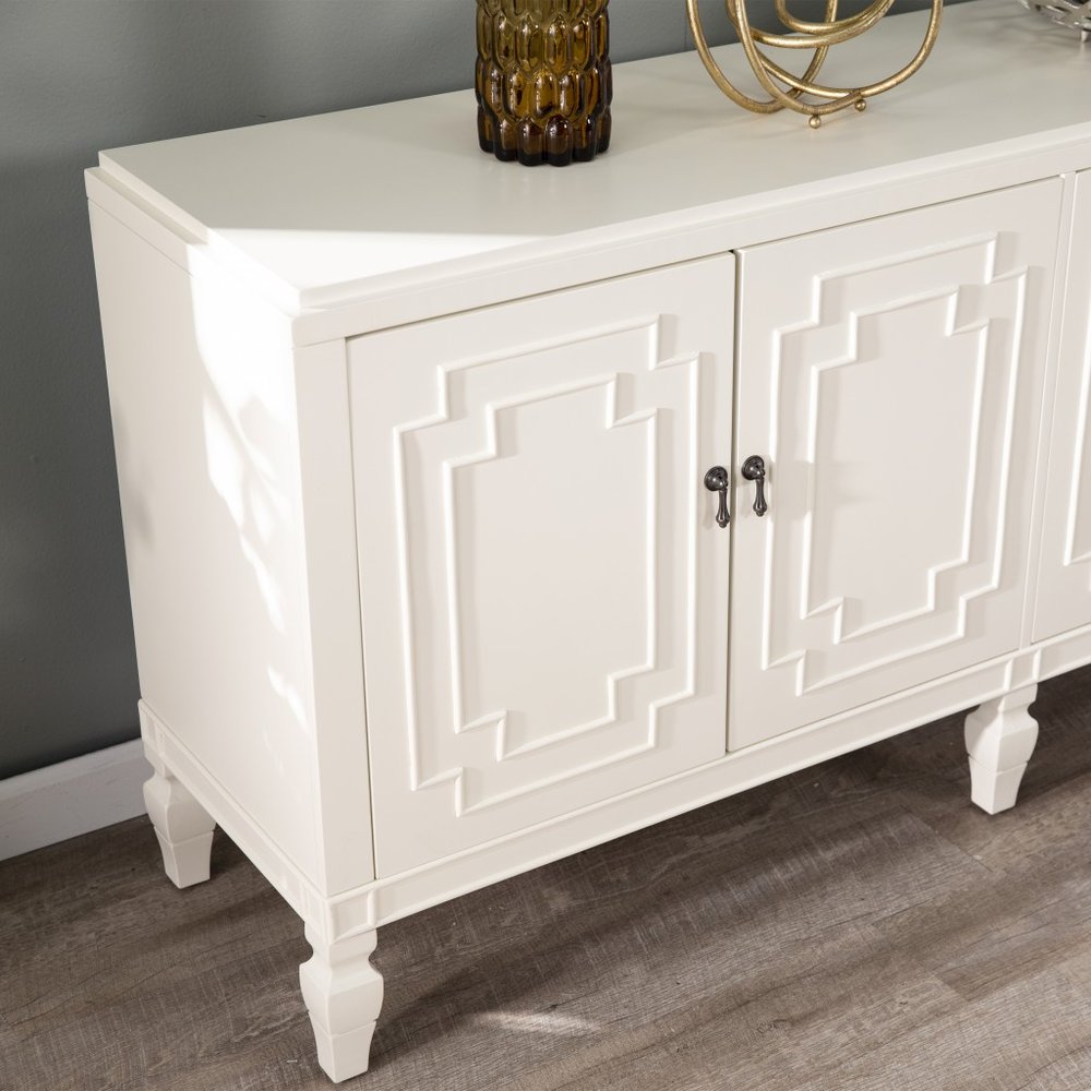 64" White Solid Wood Sideboard with Four Doors
