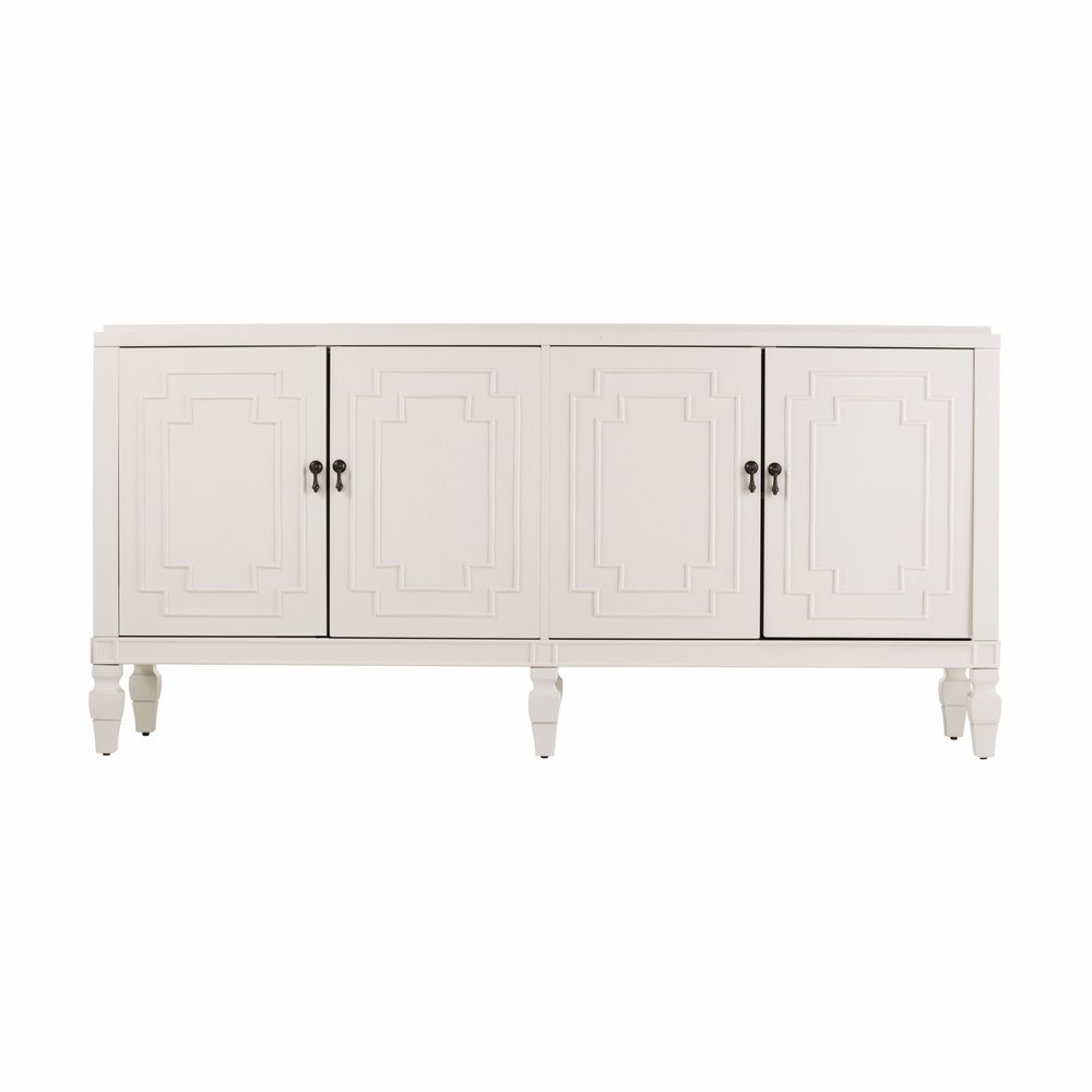 64" White Solid Wood Sideboard with Four Doors