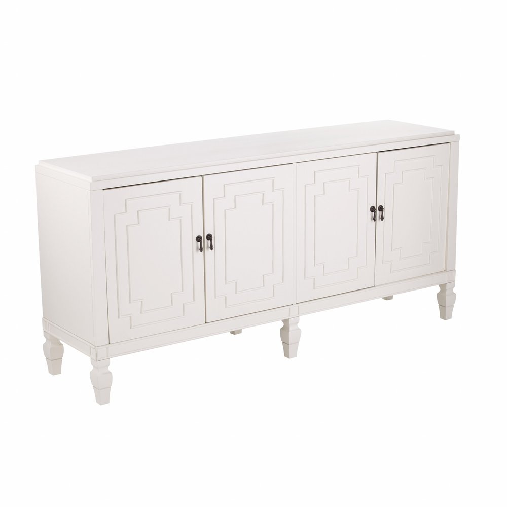 64" White Solid Wood Sideboard with Four Doors