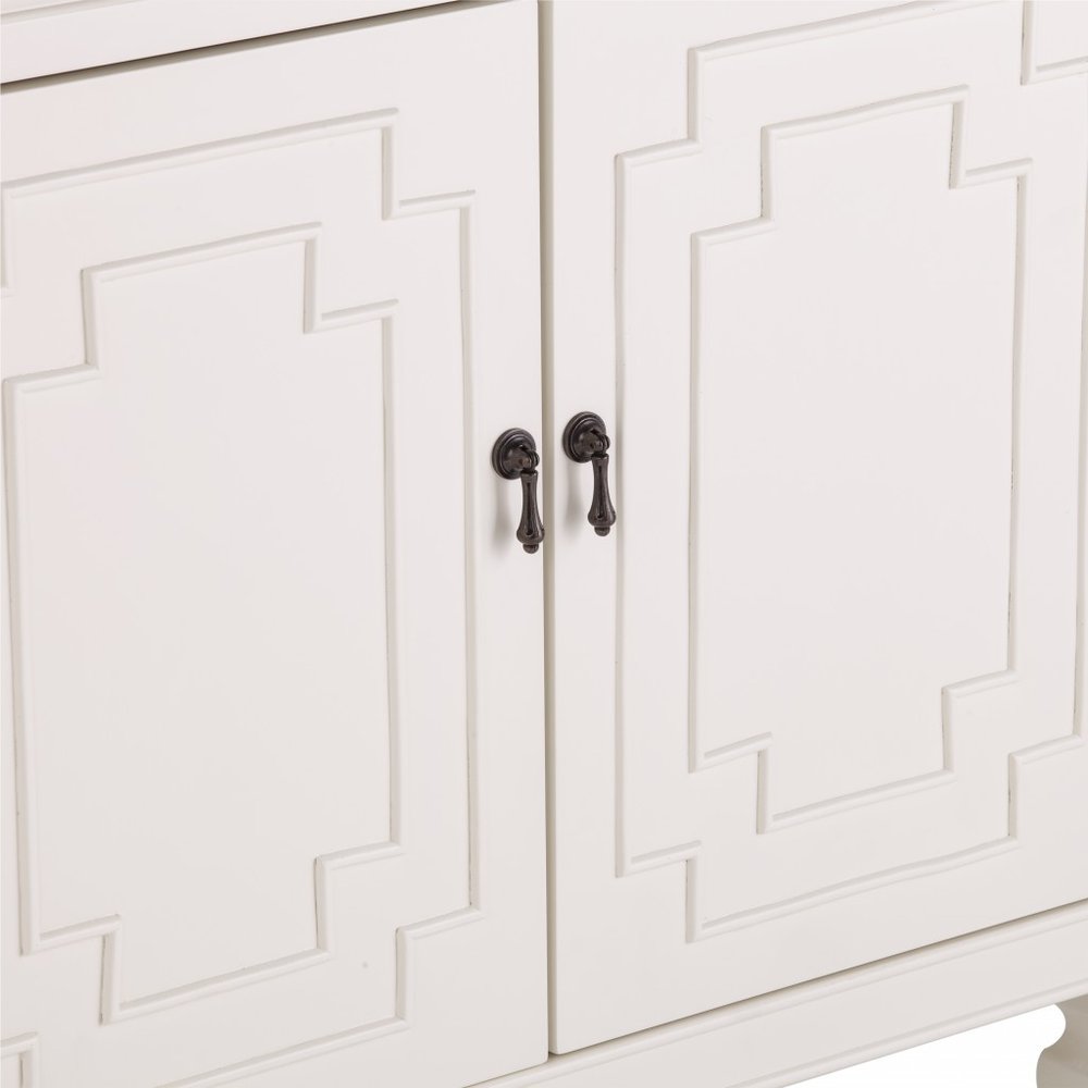 64" White Solid Wood Sideboard with Four Doors