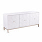 59" White and Gold Sideboard with Three Doors