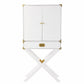 30" White Corner Display Stand With One Shelf And One Drawer
