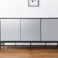 Contemporary Grid Lines Three Door Accent Cabinet