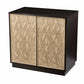 32" Dark Brown And Natural Carved Floral Sideboard with Two Doors