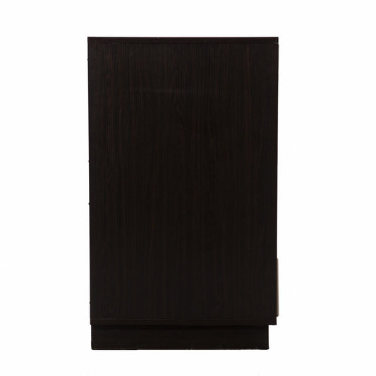 32" Dark Brown And Natural Carved Floral Sideboard with Two Doors