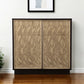 32" Dark Brown And Natural Carved Floral Sideboard with Two Doors
