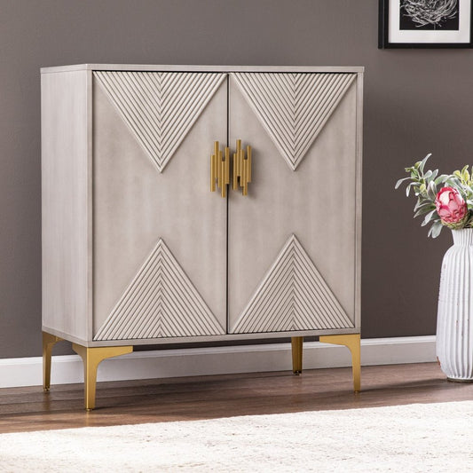 32" Gray Solid Wood Sideboard with Two Doors