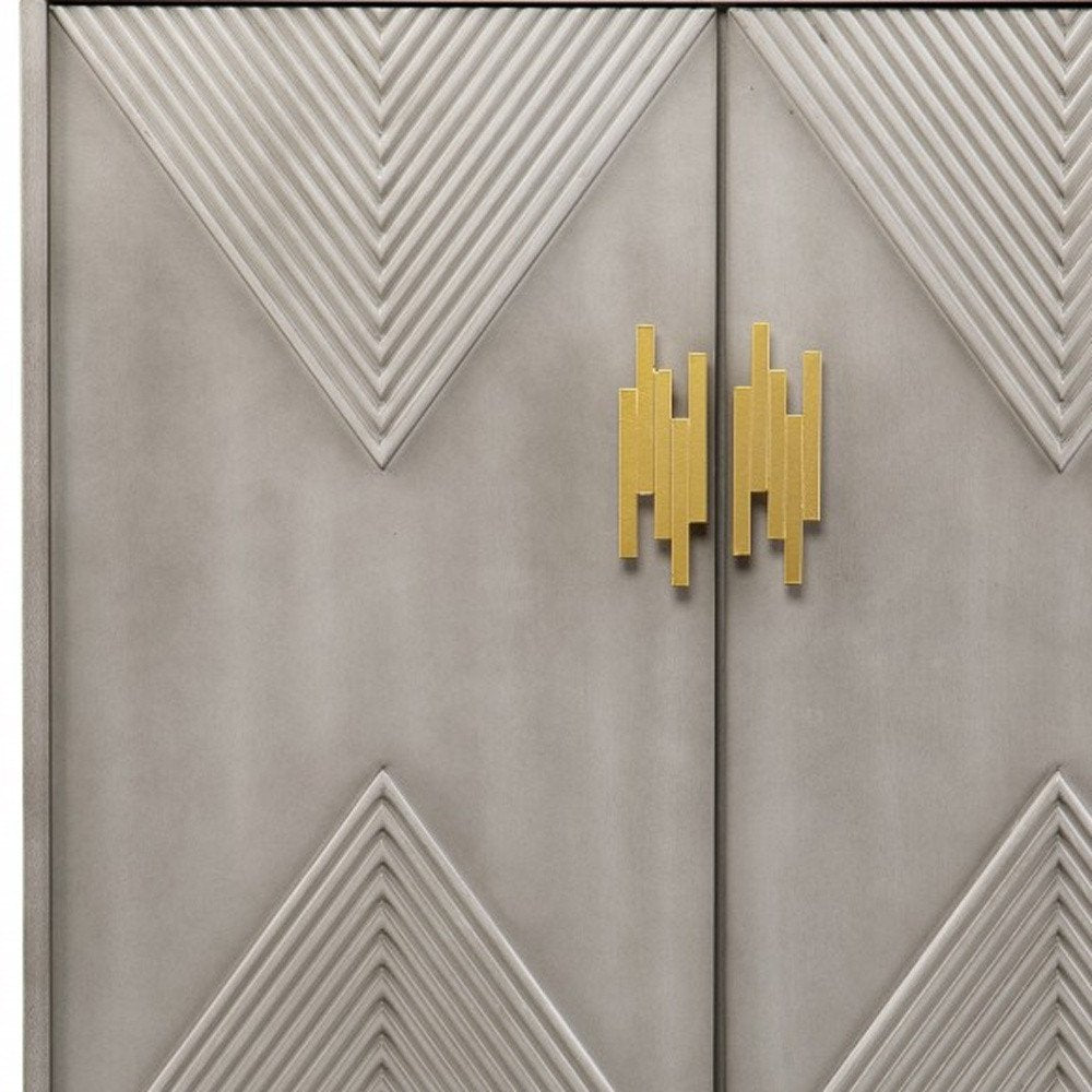 32" Gray Solid Wood Sideboard with Two Doors