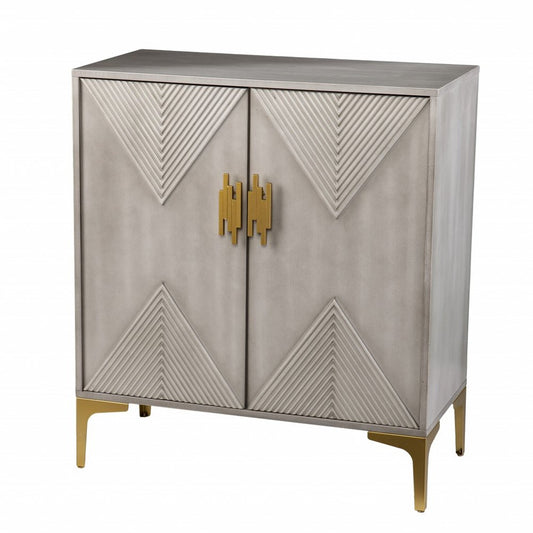 32" Gray Solid Wood Sideboard with Two Doors